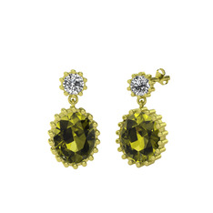 Swarovski ve peridot 14 ayar altın küpe