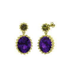 Fennel Küpe - Peridot ve ametist 14 ayar altın küpe #ydyybv