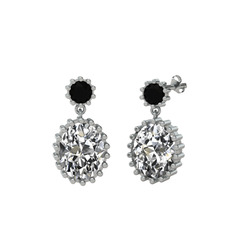 Fennel Küpe - Siyah zirkon ve beyaz zirkon 8 ayar beyaz altın küpe #z54d4c