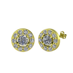 Pırlanta ve swarovski 14 ayar altın küpe (1 karat)