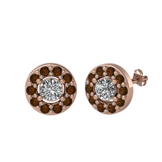 Swarovski ve dumanlı kuvars 925 ayar rose altın kaplama gümüş küpe