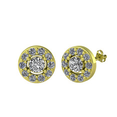 Minimal İris Küpe - Swarovski ve pırlanta 18 ayar altın küpe (0.72 karat) #1al8pvk