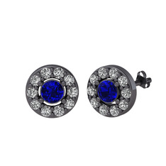 Minimal İris Küpe - Lab safir ve swarovski 925 ayar siyah rodyum kaplama gümüş küpe #1cgr7iq