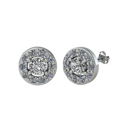 Minimal İris Küpe - Swarovski ve pırlanta 14 ayar beyaz altın küpe (0.72 karat) #1cvmmpf