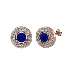 Minimal İris Küpe - Lab safir ve swarovski 14 ayar rose altın küpe #1d2jyiy
