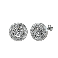 Swarovski ve beyaz zirkon 8 ayar beyaz altın küpe
