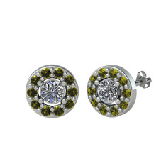 Minimal İris Küpe - Pırlanta ve peridot 925 ayar gümüş küpe (1 karat) #1df5k65