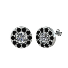 Minimal İris Küpe - Pırlanta ve siyah zirkon 18 ayar beyaz altın küpe (1 karat) #1f6fydh