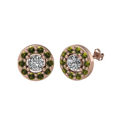 Swarovski ve peridot 8 ayar rose altın küpe