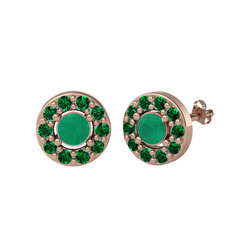 Minimal İris Küpe - Kök zümrüt ve yeşil kuvars 925 ayar rose altın kaplama gümüş küpe #1ghgc9f