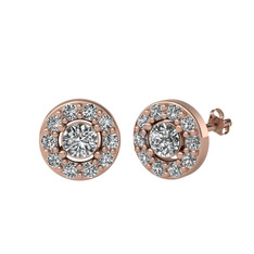 Swarovski ve beyaz zirkon 8 ayar rose altın küpe
