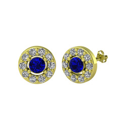 Minimal İris Küpe - Lab safir ve swarovski 18 ayar altın küpe #1jgex3w