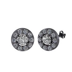 Minimal İris Küpe - Swarovski ve pırlanta 925 ayar siyah rodyum kaplama gümüş küpe (0.72 karat) #1lbm30u