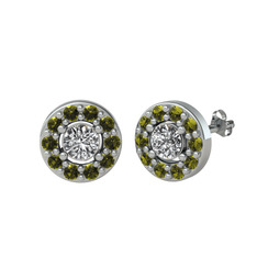 Minimal İris Küpe - Swarovski ve peridot 18 ayar beyaz altın küpe #1mgfga0