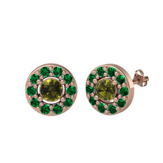 Minimal İris Küpe - Peridot ve yeşil kuvars 925 ayar rose altın kaplama gümüş küpe #1oxa7ax