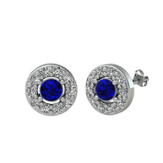 Minimal İris Küpe - Lab safir ve swarovski 925 ayar gümüş küpe #1pt96jh