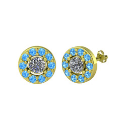 Minimal İris Küpe - Pırlanta ve akuamarin 925 ayar altın kaplama gümüş küpe (1 karat) #1qtyezk