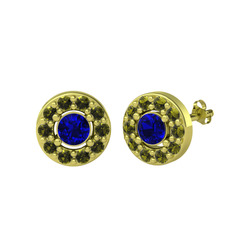 Minimal İris Küpe - Lab safir ve peridot 925 ayar altın kaplama gümüş küpe #1rr6y1j