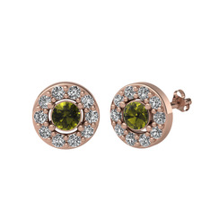 Minimal İris Küpe - Peridot ve swarovski 925 ayar rose altın kaplama gümüş küpe #1se708i