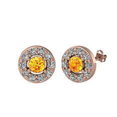 Sitrin ve swarovski 8 ayar rose altın küpe