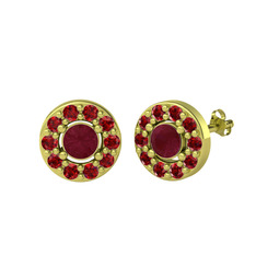 Kök yakut ve garnet 8 ayar altın küpe