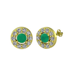 Minimal İris Küpe - Kök zümrüt ve swarovski 925 ayar altın kaplama gümüş küpe #1x9r4lq