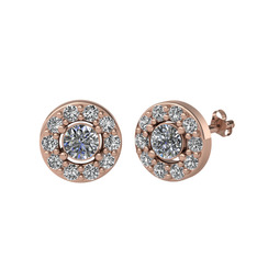 Pırlanta ve swarovski 18 ayar rose altın küpe (1 karat)