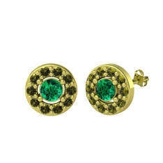 Yeşil kuvars ve peridot 8 ayar altın küpe