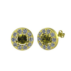 Peridot ve pırlanta 8 ayar altın küpe (0.72 karat)
