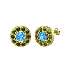 Akuamarin ve peridot 18 ayar altın küpe