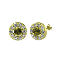 Peridot ve swarovski 18 ayar altın küpe