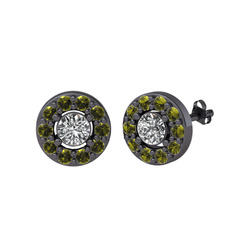 Minimal İris Küpe - Swarovski ve peridot 925 ayar siyah rodyum kaplama gümüş küpe #9nzql8