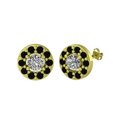 Beyaz zirkon ve siyah zirkon 925 ayar altın kaplama gümüş küpe