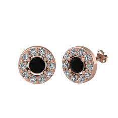 Siyah zirkon ve swarovski 8 ayar rose altın küpe