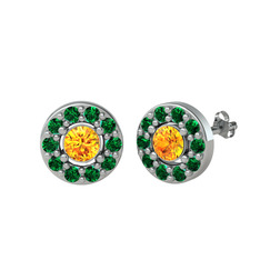 Minimal İris Küpe - Sitrin ve yeşil kuvars 925 ayar gümüş küpe #fbzvqq