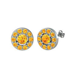 Minimal İris Küpe - Sitrin 14 ayar beyaz altın küpe #fvhb3q