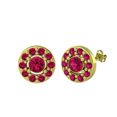 Minimal İris Küpe - Rodolit garnet 18 ayar altın küpe #izihkm