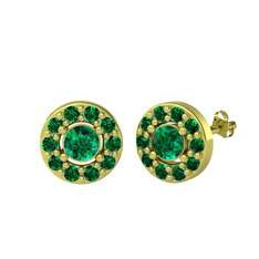 Minimal İris Küpe - Yeşil kuvars 18 ayar altın küpe #lp5df1