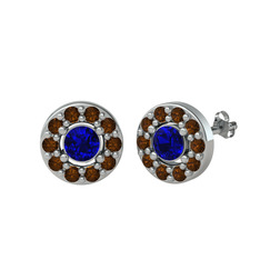 Minimal İris Küpe - Lab safir ve dumanlı kuvars 925 ayar gümüş küpe #lzzduu