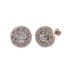 Minimal İris Küpe - Swarovski ve pırlanta 8 ayar rose altın küpe (0.72 karat) #oap01g