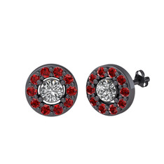 Minimal İris Küpe - Swarovski ve garnet 925 ayar siyah rodyum kaplama gümüş küpe #pv2i2f