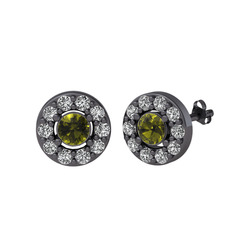 Minimal İris Küpe - Peridot ve swarovski 925 ayar siyah rodyum kaplama gümüş küpe #wv1xld