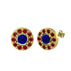 Lab safir ve garnet 14 ayar altın küpe