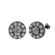 Minimal İris Küpe - Pırlanta ve swarovski 925 ayar siyah rodyum kaplama gümüş küpe (1 karat) #zkzels