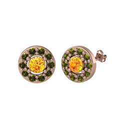 Minimal İris Küpe - Sitrin ve peridot 925 ayar rose altın kaplama gümüş küpe #zz64nx