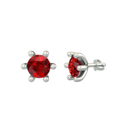 Garnet 18 ayar beyaz altın küpe