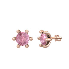 Pembe kuvars 18 ayar rose altın küpe