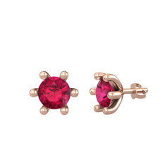 Rodolit garnet 8 ayar rose altın küpe