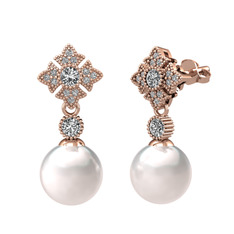 Teimei İnci Küpe - Inci, beyaz zirkon ve swarovski 18 ayar rose altın küpe #1j8af7i