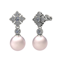 Teimei İnci Küpe - Pembe inci ve pırlanta 925 ayar gümüş küpe (0.6512 karat) #bf8hp6